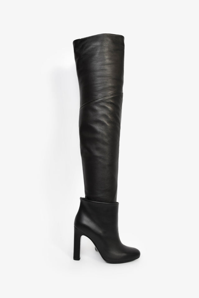 Hermes Black Nappa Leather 'Johanna' Knee High Boots Size 37