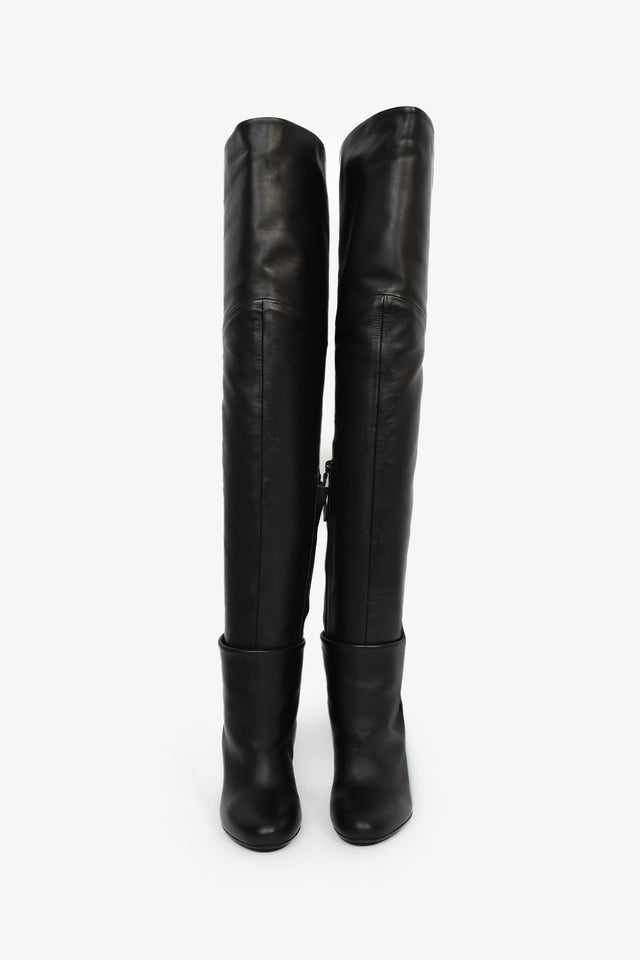 Hermes Black Nappa Leather 'Johanna' Knee High Boots Size 37