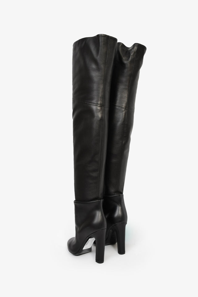 Hermes Black Nappa Leather 'Johanna' Knee High Boots Size 37