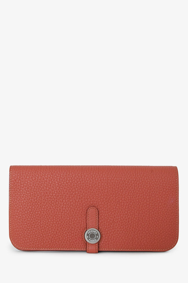 Hermes 2014 Terra Cotta Clemence Leather Dogon Wallet