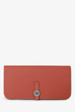 Hermes 2014 Terra Cotta Clemence Leather Dogon Wallet