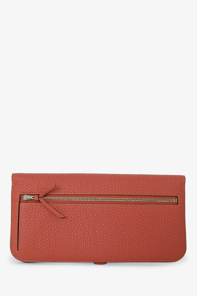 Hermes 2014 Terra Cotta Clemence Leather Dogon Wallet