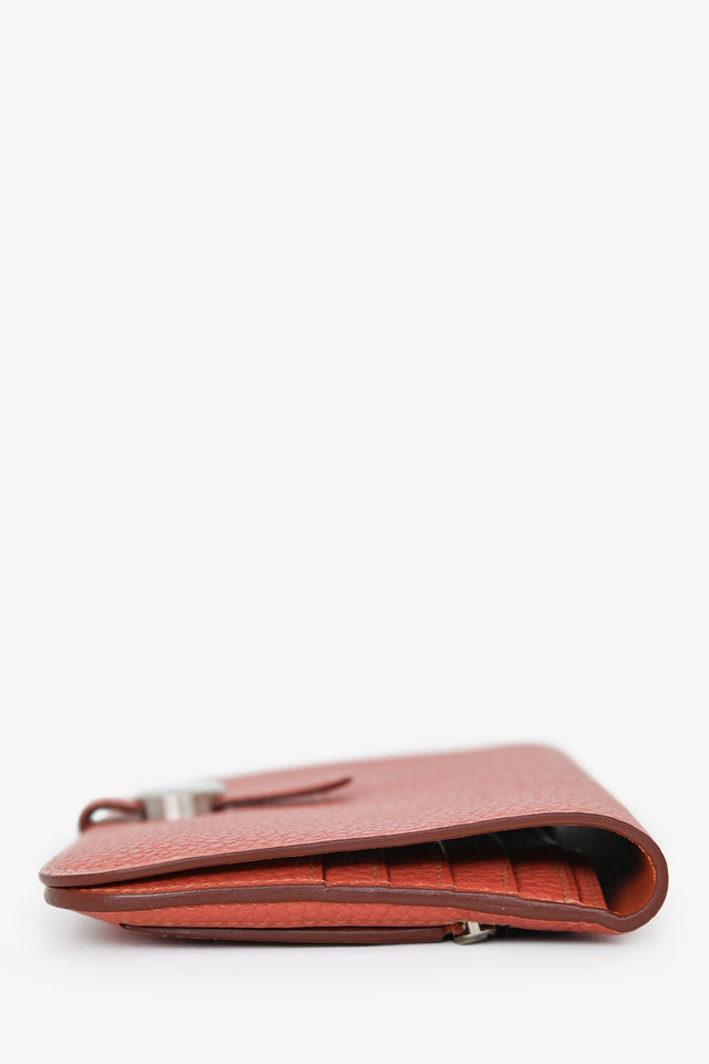 Hermes 2014 Terra Cotta Clemence Leather Dogon Wallet