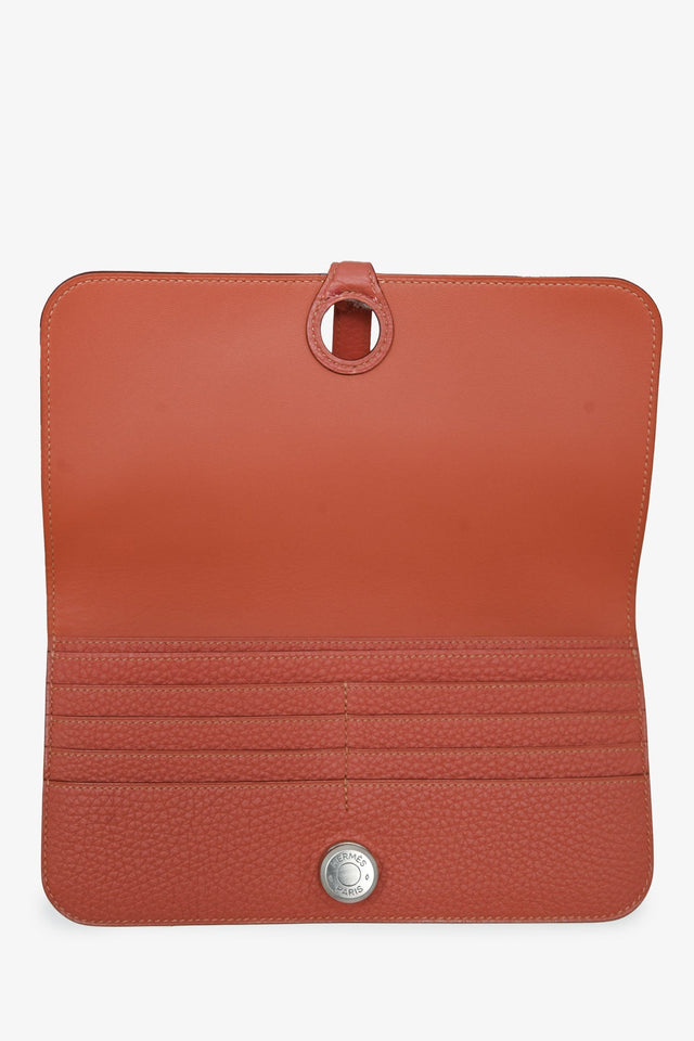Hermes 2014 Terra Cotta Clemence Leather Dogon Wallet