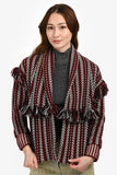 Burberry Red/Multicolour Wool/Cashmere Fringe Short Cardigan Size XS