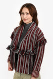 Burberry Red/Multicolour Wool/Cashmere Fringe Short Cardigan Size XS