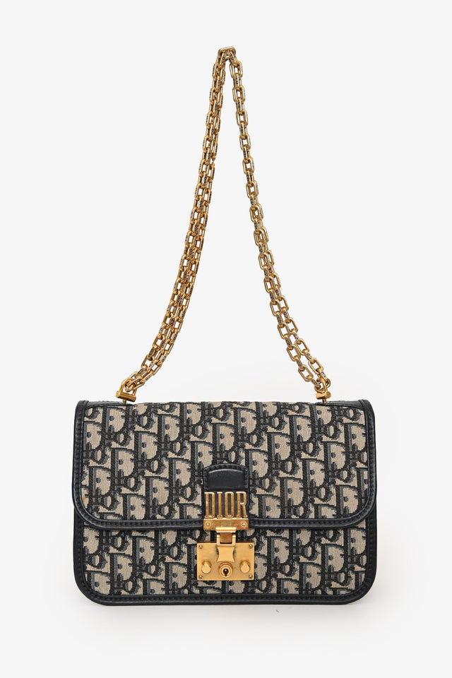 Christian Dior 2018 Blue Oblique Dioraddict Wallet on Chain