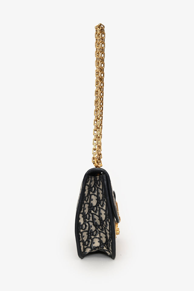 Christian Dior 2018 Blue Oblique Dioraddict Wallet on Chain