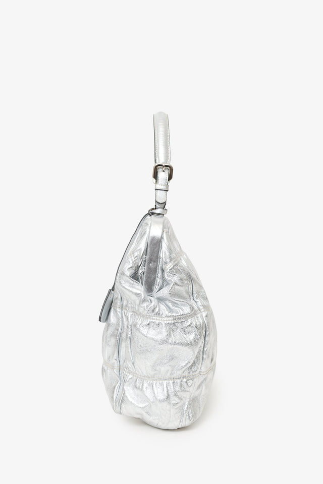 Prada Silver Leather Dressy Gaufre Bag
