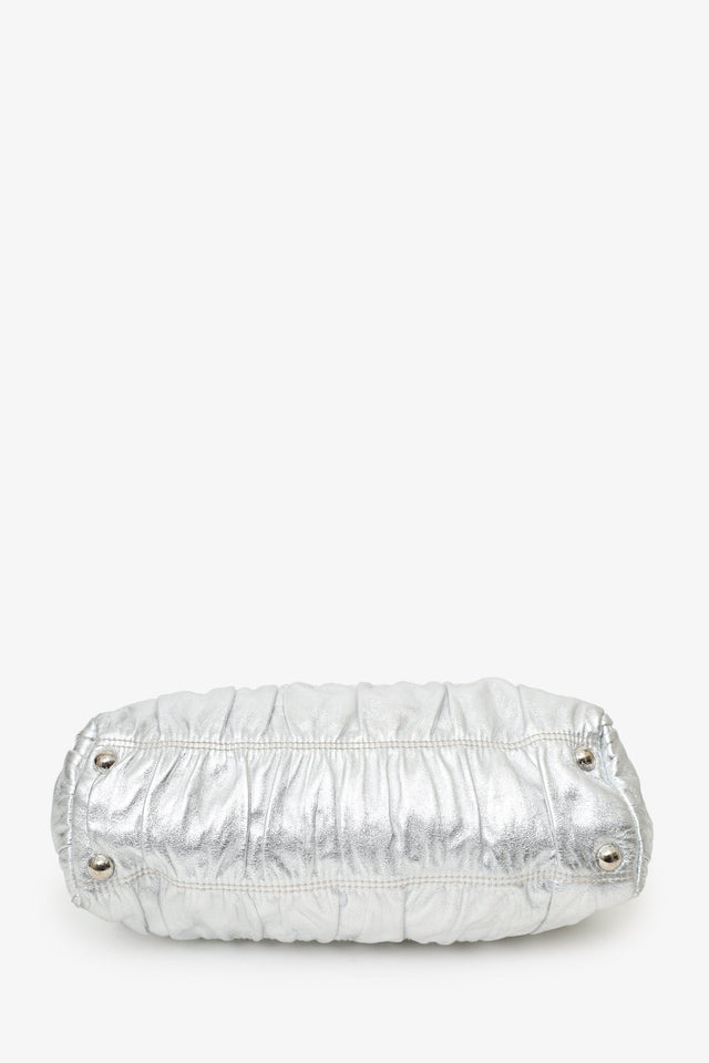 Prada Silver Leather Dressy Gaufre Bag