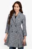 Christian Dior Blue Wool Double Breasted Tweed Coat Size 36 FR