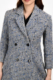 Christian Dior Blue Wool Double Breasted Tweed Coat Size 36 FR