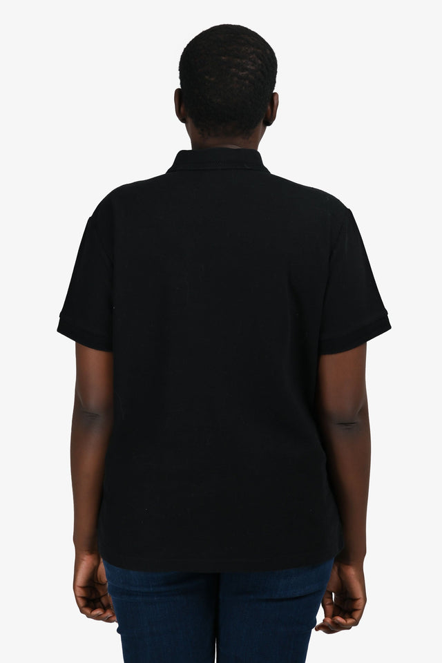 Burberry Black Knit Novacheck 'TB' Embroidered Polo Top Mens Size XL