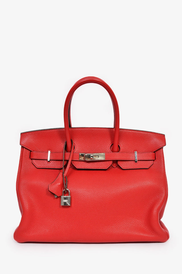 Hermes 2011 Red Clemence Leather Birkin 35