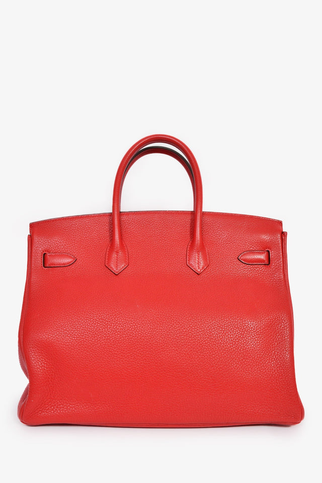 Hermes 2011 Red Clemence Leather Birkin 35