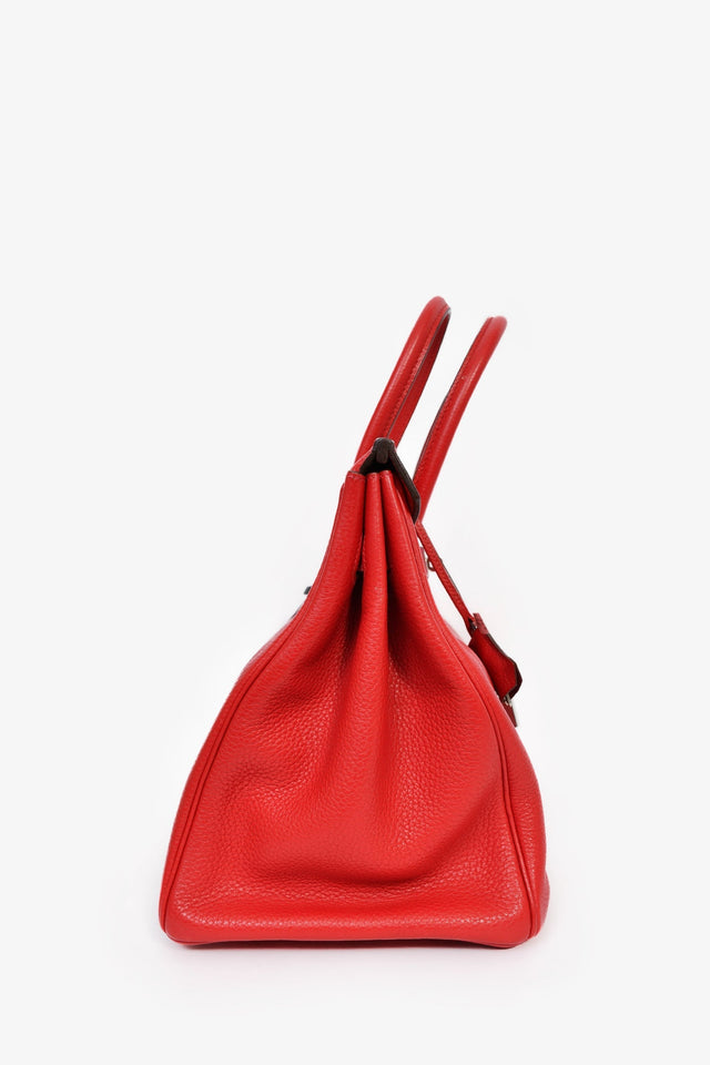 Hermes 2011 Red Clemence Leather Birkin 35