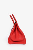 Hermes 2011 Red Clemence Leather Birkin 35