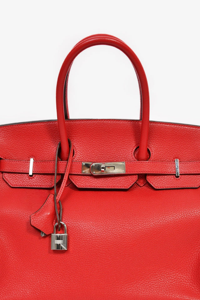 Hermes 2011 Red Clemence Leather Birkin 35
