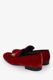 Louis Vuitton Red Velvet Slip-On 'Auteuil' Loafers Size 9 Mens