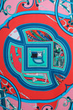 Hermes Teal/Red/Multi Silk 'Washington's Carriage' Scarf 140