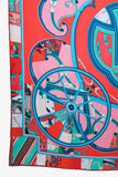 Hermes Teal/Red/Multi Silk 'Washington's Carriage' Scarf 140