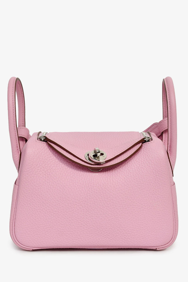 Hermes 2022 Mauve Sylvestre Clemence Leather Mini Lindy