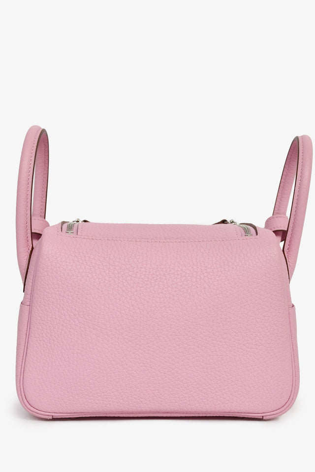Hermes 2022 Mauve Sylvestre Clemence Leather Mini Lindy