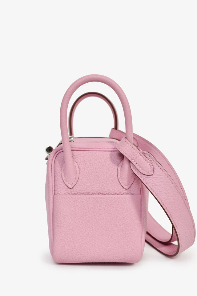 Hermes 2022 Mauve Sylvestre Clemence Leather Mini Lindy