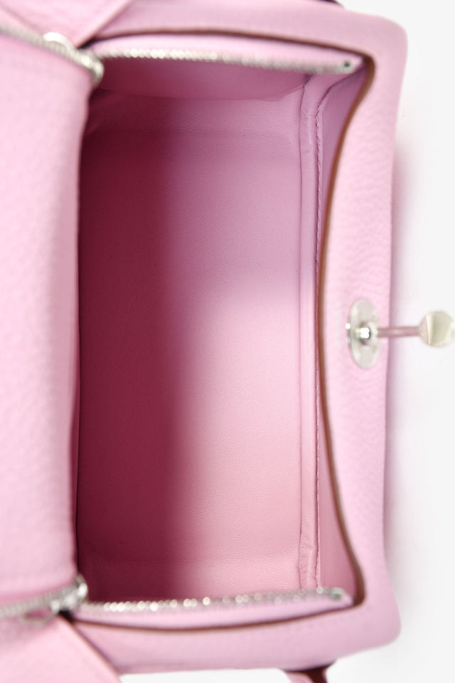 Hermes 2022 Mauve Sylvestre Clemence Leather Mini Lindy