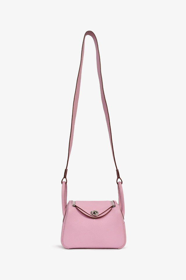 Hermes 2022 Mauve Sylvestre Clemence Leather Mini Lindy
