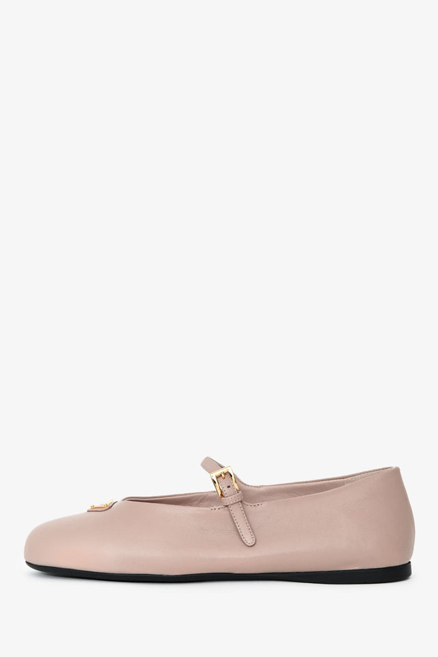 Prada Blush Leather Mary Jane Ballet Flats Size 38
