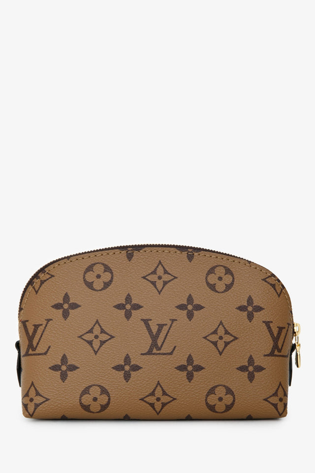 Louis Vuitton Brown Coated Canvas Logo Reversible Cosmetic Bag