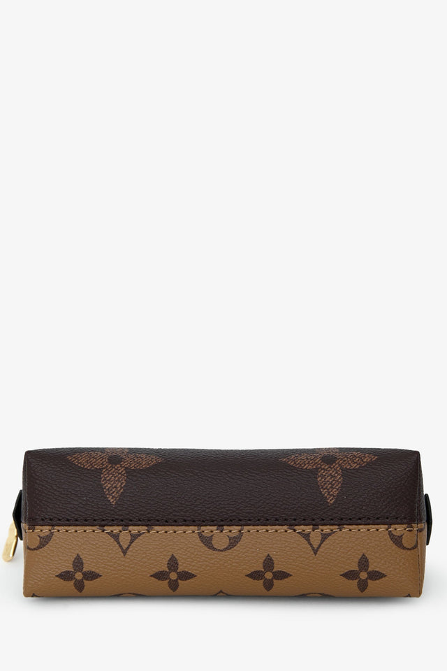 Louis Vuitton Brown Coated Canvas Logo Reversible Cosmetic Bag