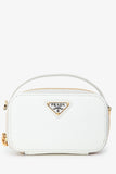 Prada White Saffiano Leather Mini Logo Pouch Crossbody Bag GHW