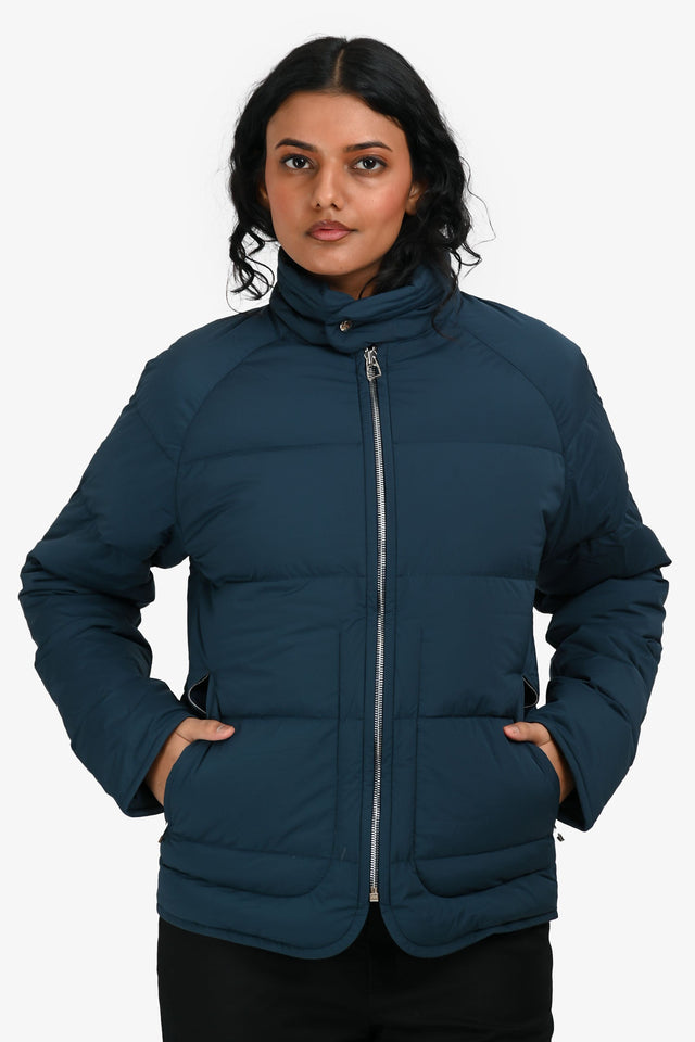 Hermes Sellier Blue Reversible Light Down Jacket Size S