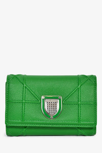 Christian Dior Green Leather Diorama Compact Wallet