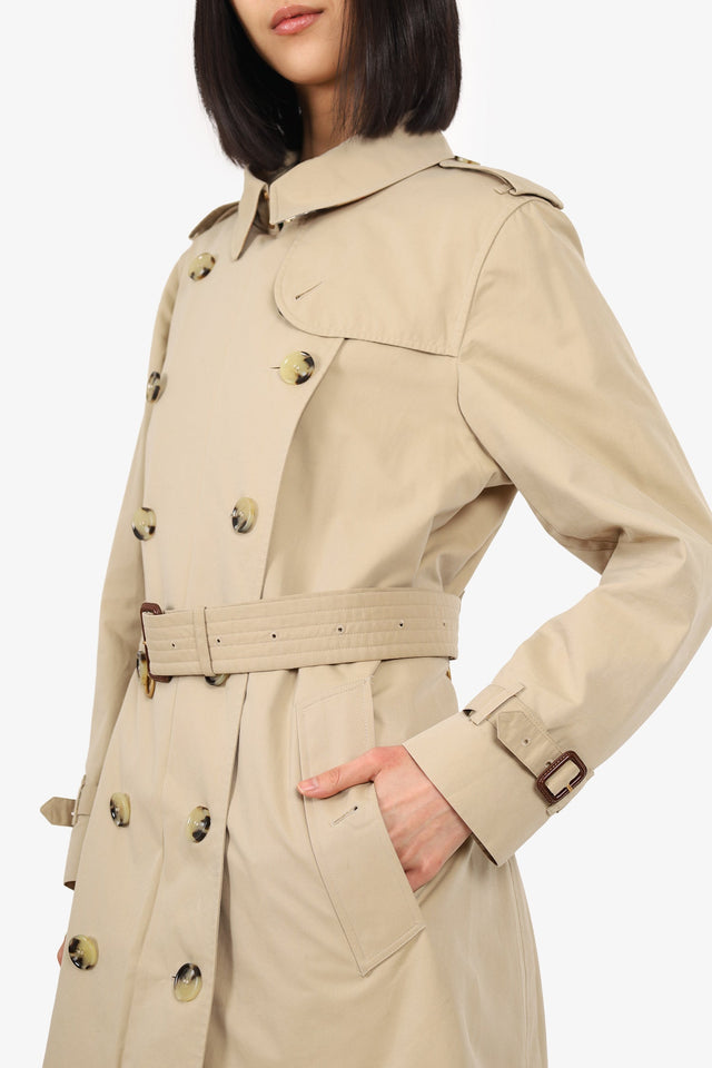 Burberry Brown 'Kensington' Midi Trench Coat Size 14 With Belt