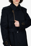 Burberry 2024 Black Cotton/Wool-Lined Long Trench Coat Size 48