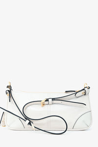 Prada White Leather 'Re-Edition 2002' Medium Shoulder Bag with Chain