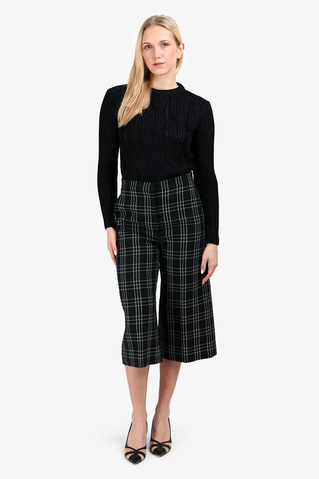 Christian Dior Black/White Wool Check Culottes Size 36