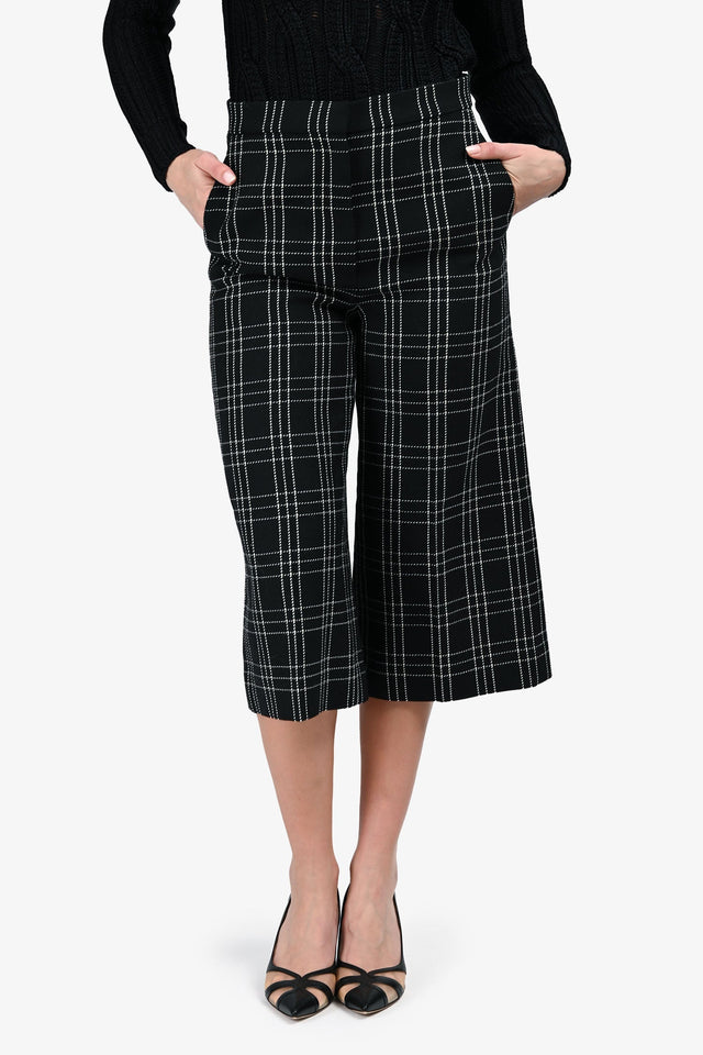 Christian Dior Black/White Wool Check Culottes Size 36