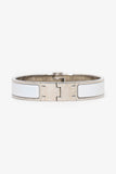 Hermes Silver Toned/White Enamel Charnière Hinged Bracelet
