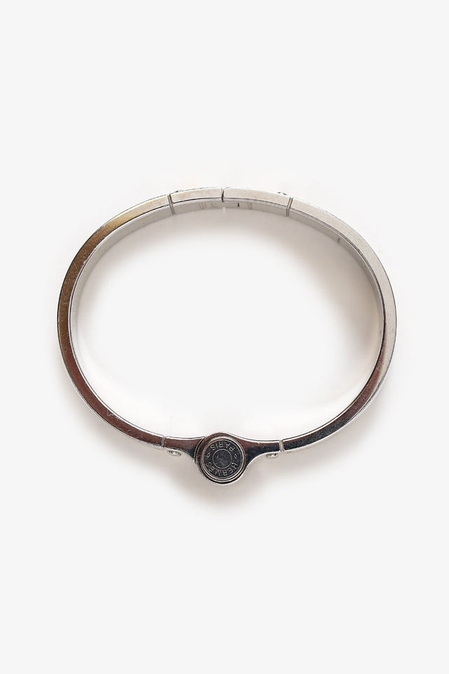 Hermes Silver Toned/White Enamel Charnière Hinged Bracelet