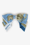 Hermes Blue Silk Cyclades Ex-Libris Grenelle Hair Clip