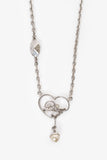 Christian Dior Silver Toned Heart Logo Pearl Necklace