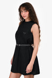 Prada 2019 Black Re-Nylon 'Gabardine' Belted Midi Dress Size 36