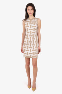 Hermes Beige/White “Mosaique” Knit Sleeveless Dress Size 34