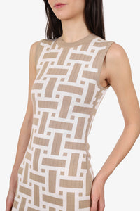 Hermes Beige/White “Mosaique” Knit Sleeveless Dress Size 34