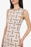 Hermes Beige/White “Mosaique” Knit Sleeveless Dress Size 34