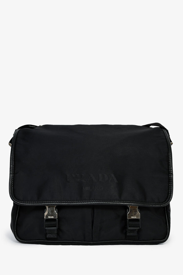 Prada Black Tessuto Flap Messenger Bag